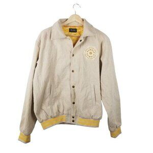Bumble Jacket Womens Large Beige Corduroy Bomber Varsity yellow Streetwear‎